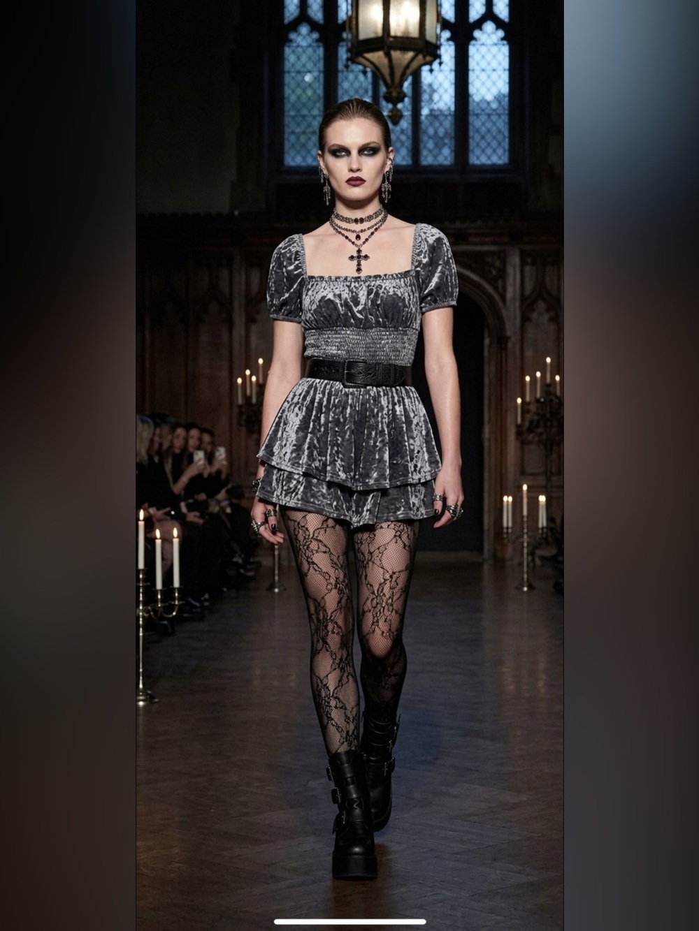 Urban Outfitters Grey  Crushed Velvet Romper XS  Whimsy Goth Dark Feminine